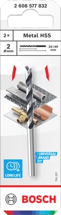 Bosch Metal HSS 2×2 mm keerdpuur.